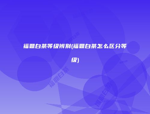 福鼎白茶等级辨别(福鼎白茶怎么区分等级)