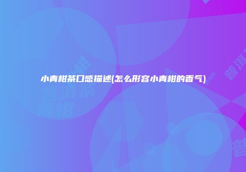 小青柑茶口感描述(怎么形容小青柑的香气)