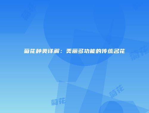 菊花种类详解：美丽多功能的传统名花