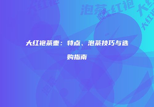 大红袍茶壶：特点、泡茶技巧与选购指南