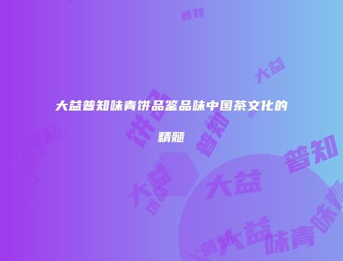 大益普知味青饼品鉴品味中国茶文化的精髓