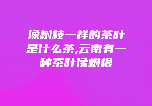 像树枝一样的茶叶是什么茶,云南有一种茶叶像树根