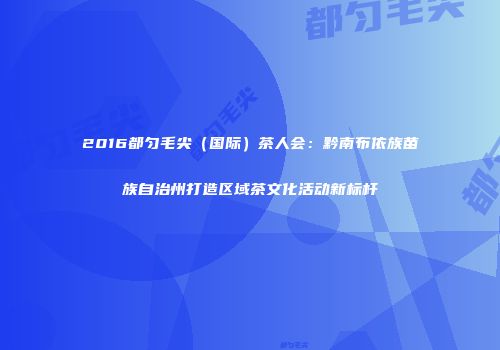 2016都匀毛尖（国际）茶人会：黔南布依族苗族自治州打造区域茶文化活动新标杆