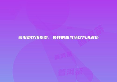 普洱茶饮用指南：最佳时机与品饮方法解析