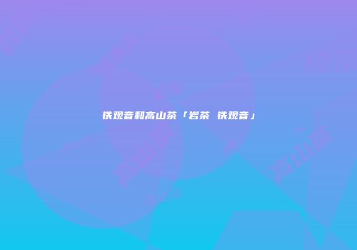铁观音和高山茶「岩茶 铁观音」