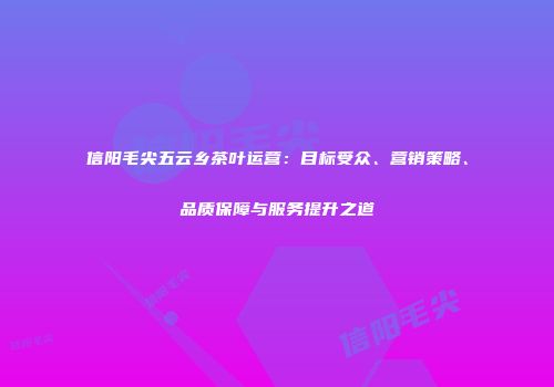 信阳毛尖五云乡茶叶运营：目标受众、营销策略、品质保障与服务提升之道