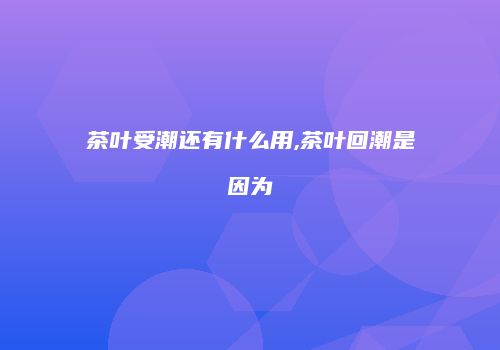 茶叶受潮还有什么用,茶叶回潮是因为