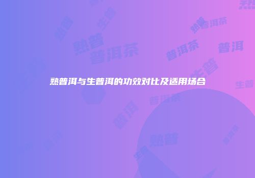 熟普洱与生普洱的功效对比及适用场合