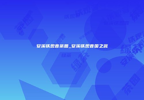 安溪铁观音茶园_安溪铁观音国之茗