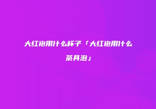大红袍用什么杯子「大红袍用什么茶具泡」