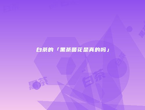 白茶的「黑茶菌花是真的吗」