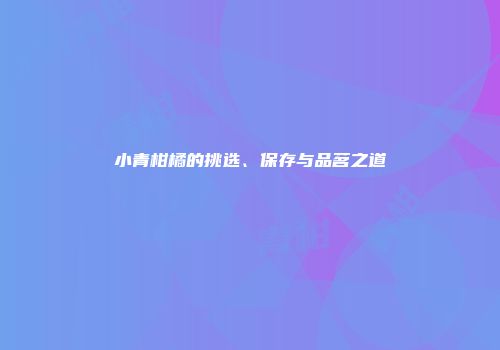 小青柑橘的挑选、保存与品茗之道