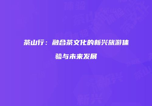 茶山行：融合茶文化的新兴旅游体验与未来发展