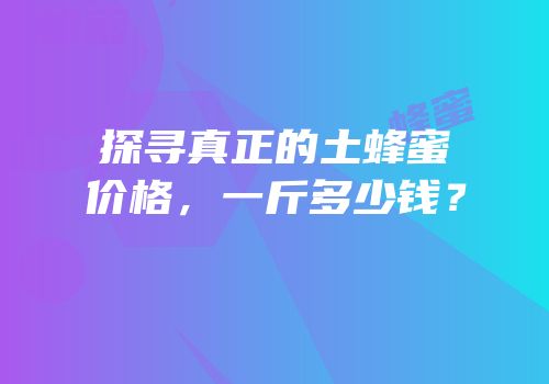探寻真正的土蜂蜜价格，一斤多少钱？