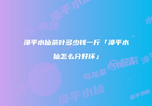 漳平水仙茶叶多少钱一斤「漳平水仙怎么分好坏」