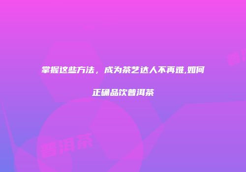 掌握这些方法，成为茶艺达人不再难,如何正确品饮普洱茶