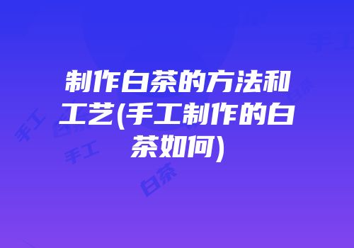 制作白茶的方法和工艺(手工制作的白茶如何)