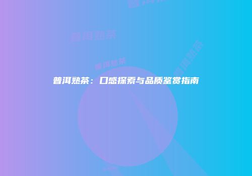 普洱熟茶：口感探索与品质鉴赏指南
