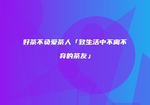 好茶不负爱茶人「致生活中不离不弃的茶友」