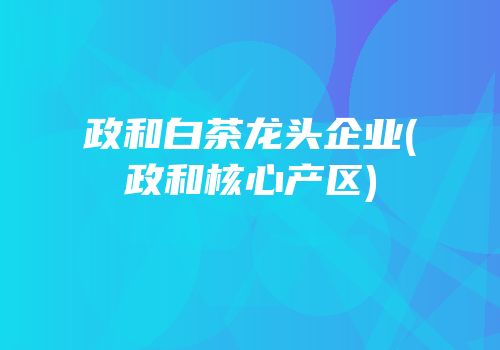 政和白茶龙头企业(政和核心产区)