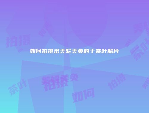 如何拍摄出美轮美奂的干茶叶照片