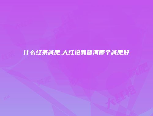 什么红茶减肥,大红袍和普洱哪个减肥好