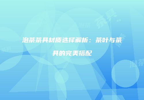 泡茶茶具材质选择解析：茶叶与茶具的完美搭配