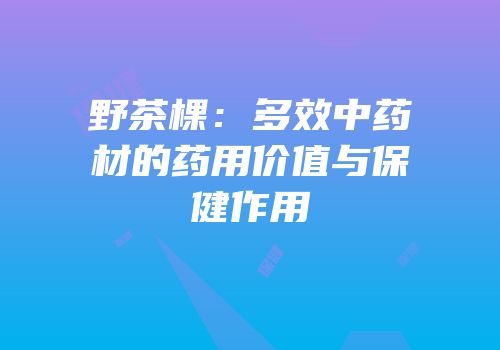 野茶棵：多效中药材的药用价值与保健作用
