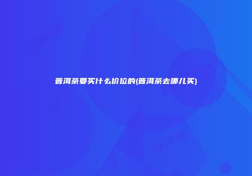 普洱茶要买什么价位的(普洱茶去哪儿买)