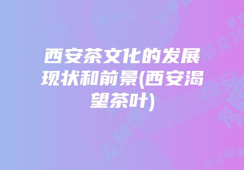 西安茶文化的发展现状和前景(西安渴望茶叶)