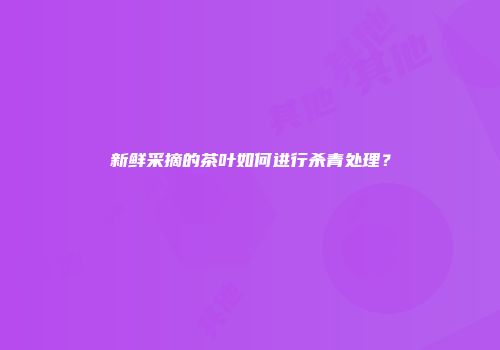 新鲜采摘的茶叶如何进行杀青处理？