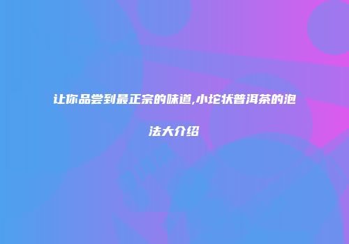 让你品尝到最正宗的味道,小坨状普洱茶的泡法大介绍
