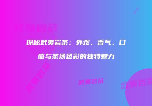探秘武夷岩茶：外观、香气、口感与茶汤色彩的独特魅力