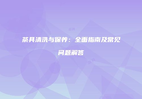 茶具清洗与保养：全面指南及常见问题解答