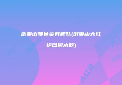 武夷山特色菜有哪些(武夷山大红袍周围小吃)