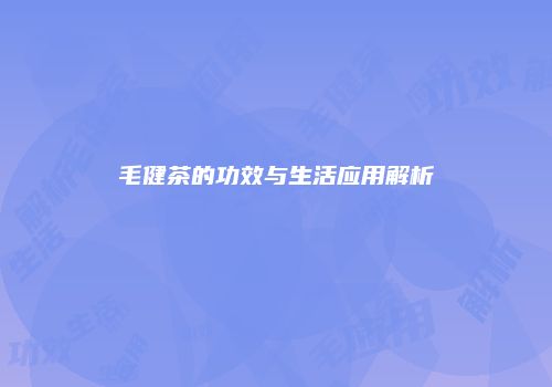 毛健茶的功效与生活应用解析