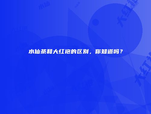 水仙茶和大红袍的区别，你知道吗？