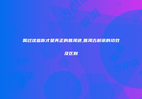 喝过这些你才是真正的普洱迷,普洱古树茶的功效及区别