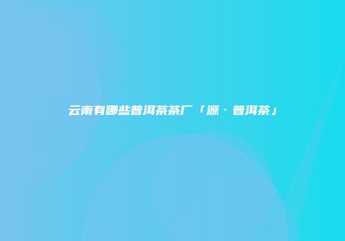 云南有哪些普洱茶茶厂「源·普洱茶」