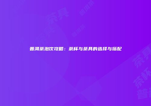 普洱茶泡饮攻略：茶杯与茶具的选择与搭配