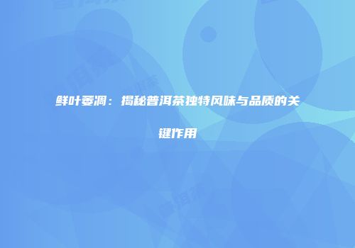 鲜叶萎凋：揭秘普洱茶独特风味与品质的关键作用