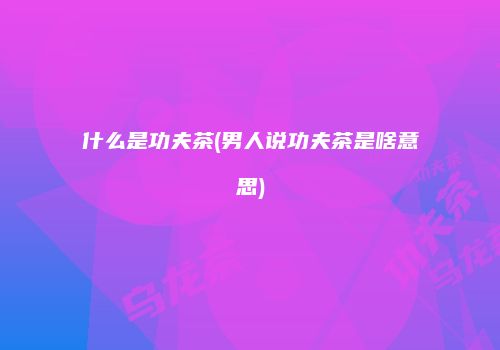 什么是功夫茶(男人说功夫茶是啥意思)