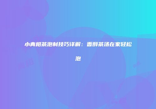 小青柑茶泡制技巧详解：香醇茶汤在家轻松泡