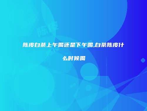 陈皮白茶上午喝还是下午喝,白茶陈皮什么时候喝