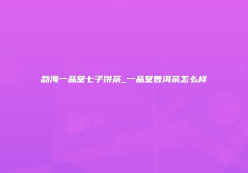 勐海一品堂七子饼茶_一品堂普洱茶怎么样