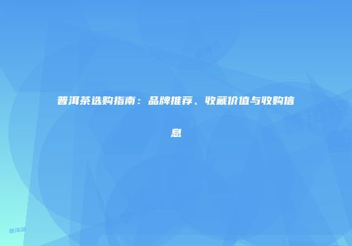 普洱茶选购指南：品牌推荐、收藏价值与收购信息