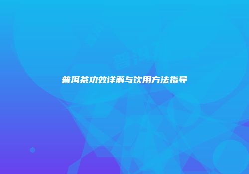 普洱茶功效详解与饮用方法指导