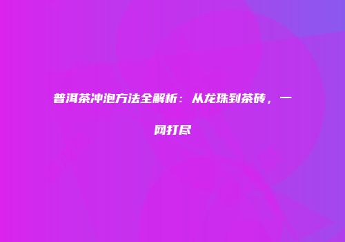 普洱茶冲泡方法全解析：从龙珠到茶砖，一网打尽