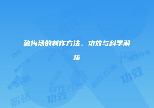 酸梅汤的制作方法、功效与科学解析