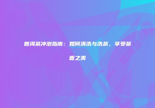 普洱茶冲泡指南：如何清洗与洗茶，享受茶香之美